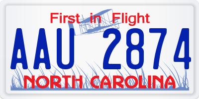 NC license plate AAU2874