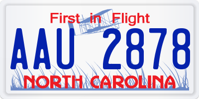 NC license plate AAU2878