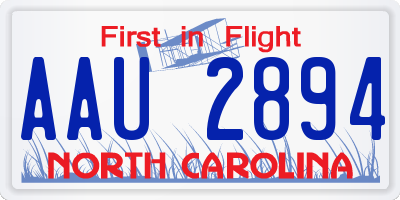 NC license plate AAU2894
