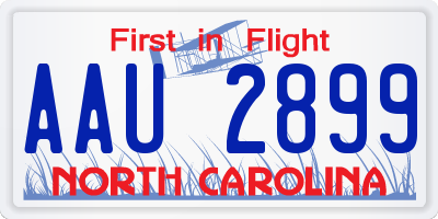 NC license plate AAU2899