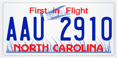 NC license plate AAU2910