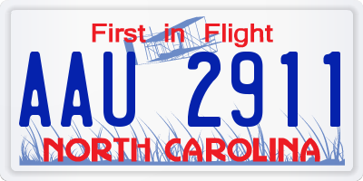 NC license plate AAU2911