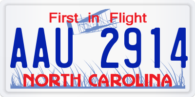 NC license plate AAU2914
