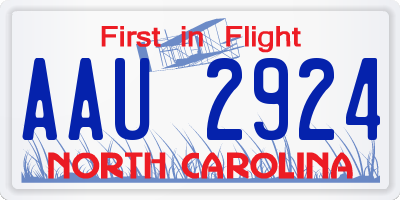 NC license plate AAU2924