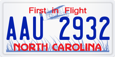 NC license plate AAU2932