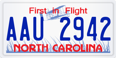 NC license plate AAU2942