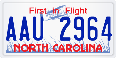 NC license plate AAU2964