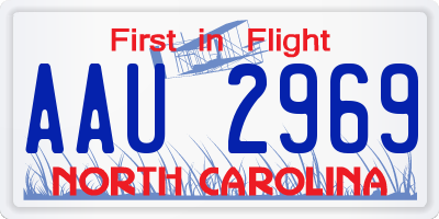NC license plate AAU2969