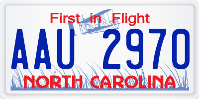 NC license plate AAU2970