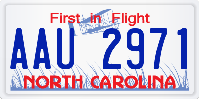 NC license plate AAU2971