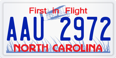 NC license plate AAU2972