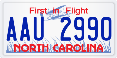 NC license plate AAU2990