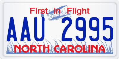 NC license plate AAU2995
