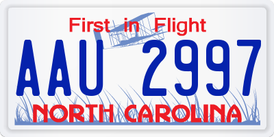 NC license plate AAU2997
