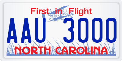 NC license plate AAU3000