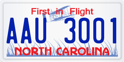 NC license plate AAU3001
