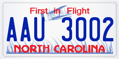 NC license plate AAU3002