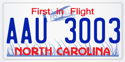 NC license plate AAU3003