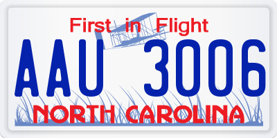 NC license plate AAU3006
