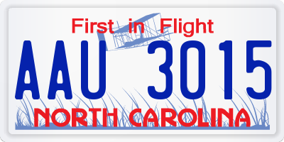 NC license plate AAU3015