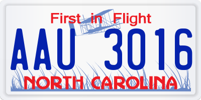 NC license plate AAU3016