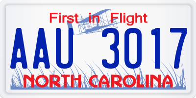 NC license plate AAU3017