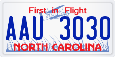 NC license plate AAU3030