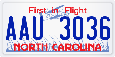 NC license plate AAU3036