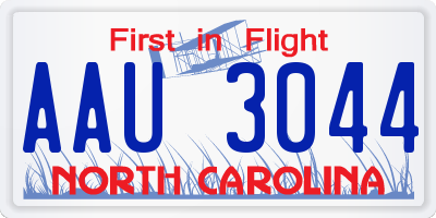 NC license plate AAU3044