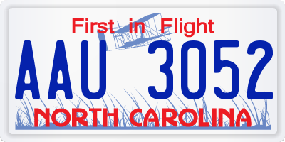 NC license plate AAU3052