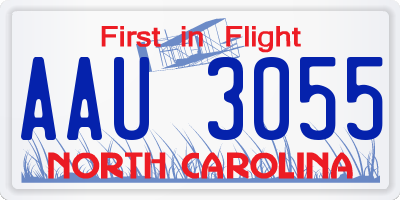 NC license plate AAU3055
