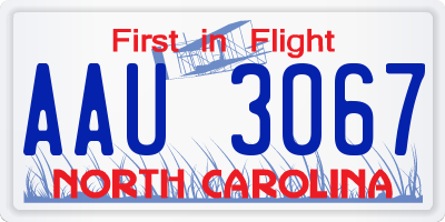 NC license plate AAU3067