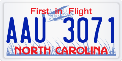 NC license plate AAU3071