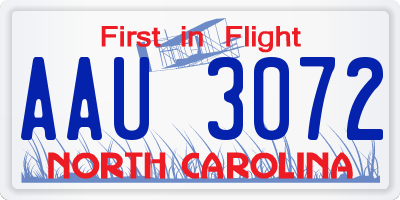 NC license plate AAU3072