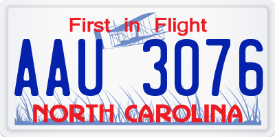 NC license plate AAU3076