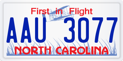 NC license plate AAU3077