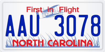 NC license plate AAU3078