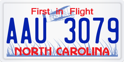 NC license plate AAU3079