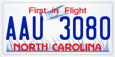 NC license plate AAU3080