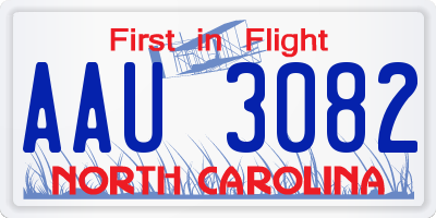 NC license plate AAU3082