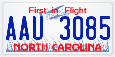 NC license plate AAU3085