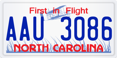 NC license plate AAU3086