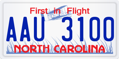 NC license plate AAU3100