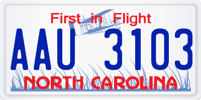 NC license plate AAU3103