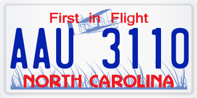 NC license plate AAU3110