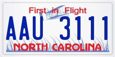 NC license plate AAU3111