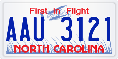 NC license plate AAU3121