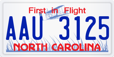NC license plate AAU3125