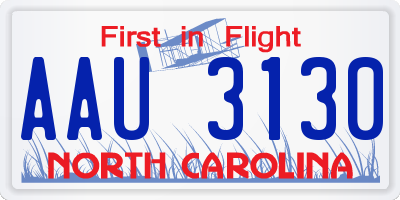 NC license plate AAU3130