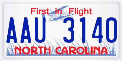 NC license plate AAU3140